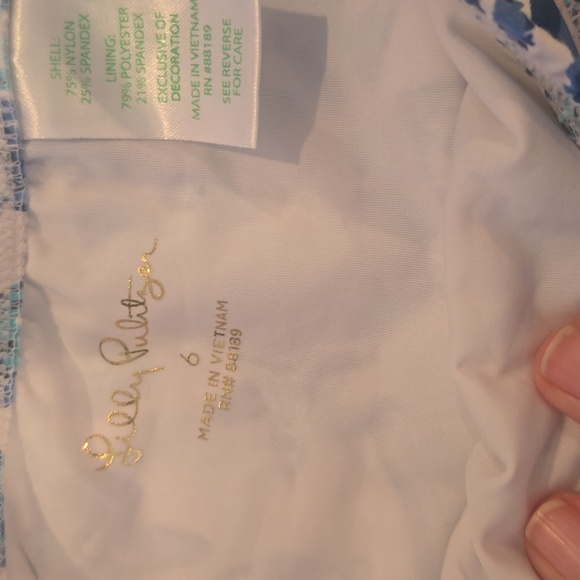 Lilly Pulitzer Girls Kids Swim Set - Blue Patterned shells size girl 6 - Picture 2 of 8